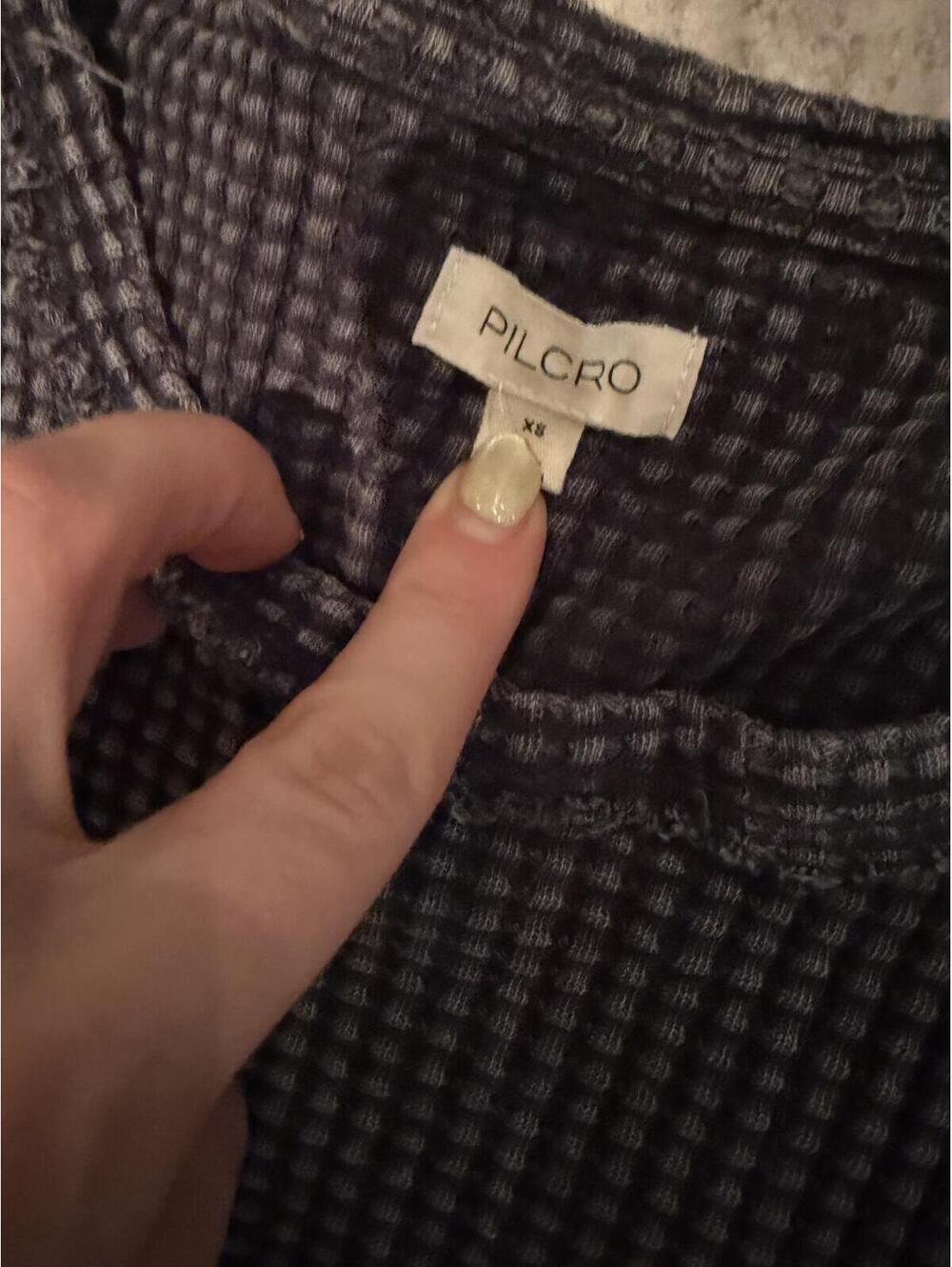 Pilcro Charcoal Grey Cropped Waffle Pocket Tshirt oversized XS - Picture 4 of 5